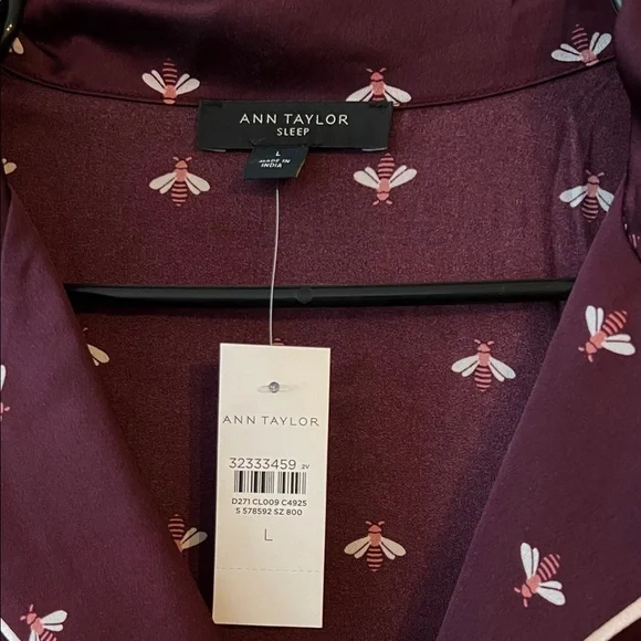 Ann Taylor Plum Pajama Set with White Accents - Picture 2 of 9